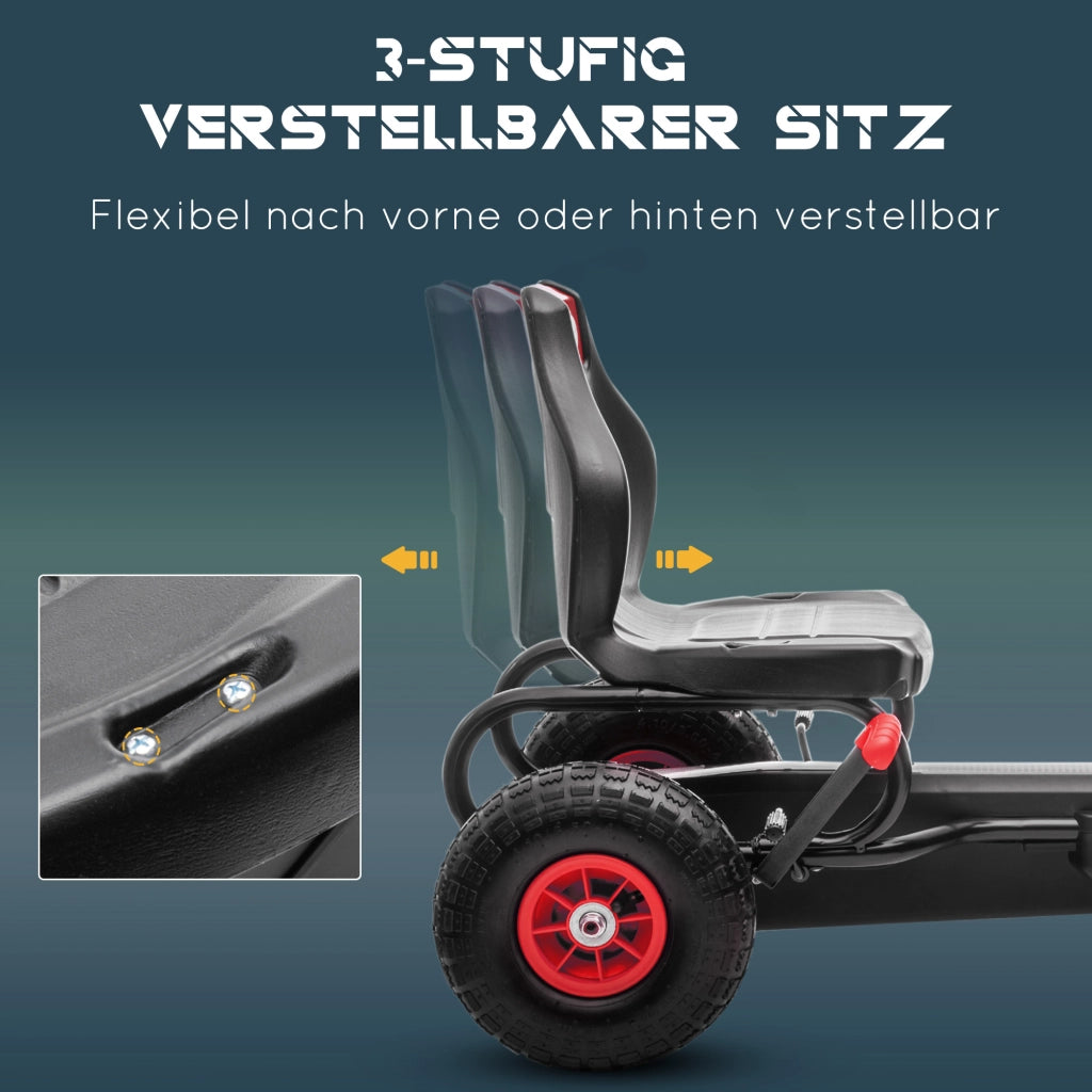 Go-kart a pedali per bambini ¨C Xylo ¨C rosso e nero, sedile regolabile, 121x58x61 cm