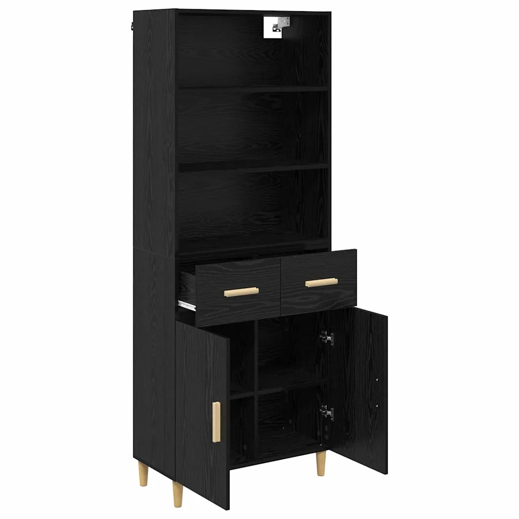 Credenza Rovere Nero 69,5 x 32,5 x 180 cm Legno multistrato