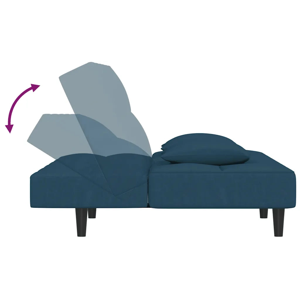 Divano letto | Sof¨¤ letto | Letto singolo a 2 Posti con 2 Cuscini Blu in Velluto
