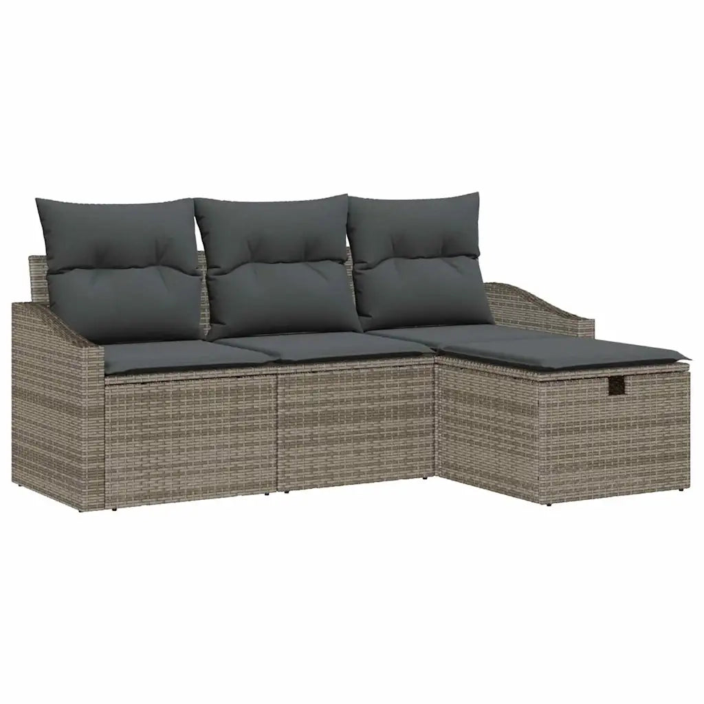 Set di divani con cuscino 4 pcs Grigio polyrattan