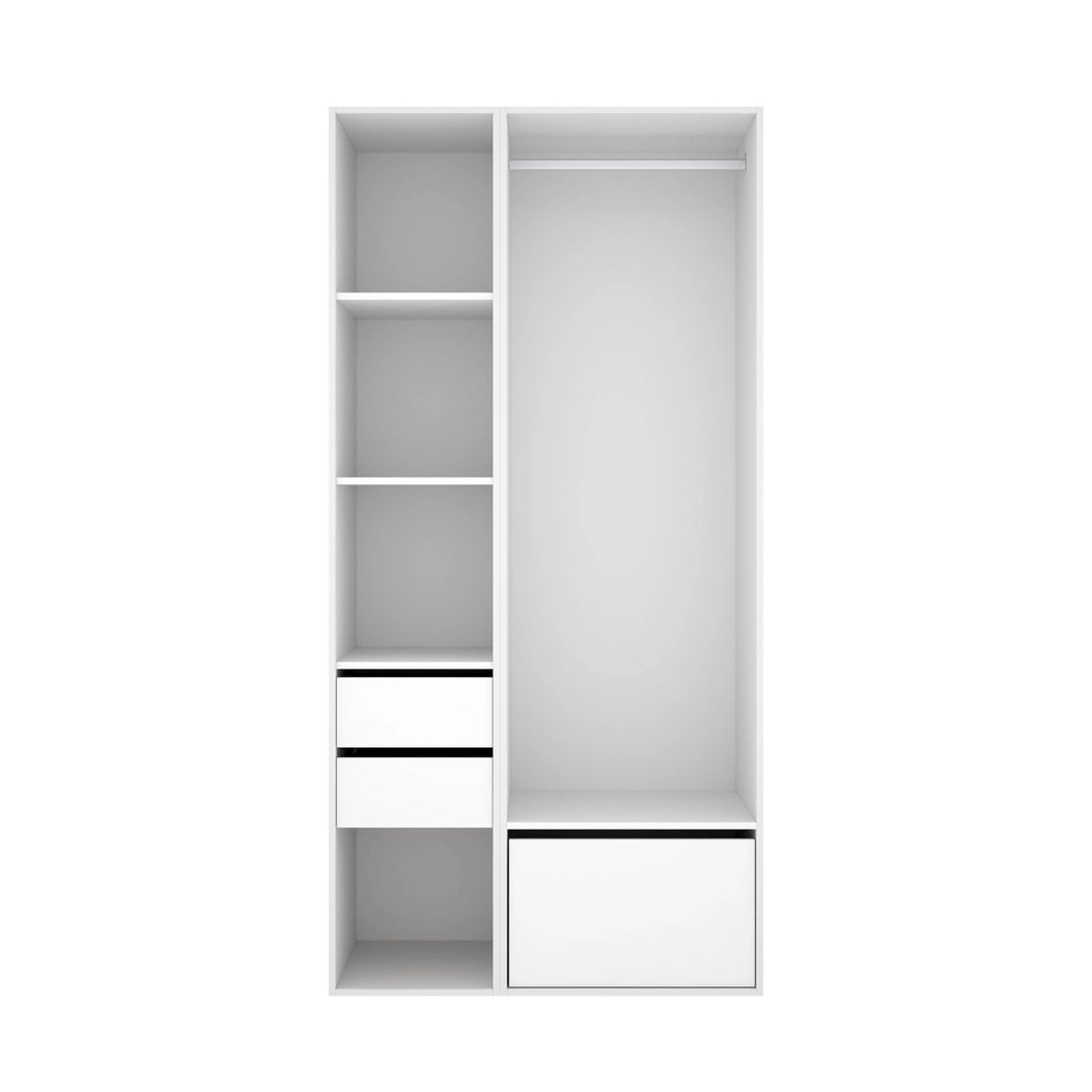 Armadio Camera da Letto Cornwell, Guardaroba Grande 6 Ripiani, 45x205h cm Bianco