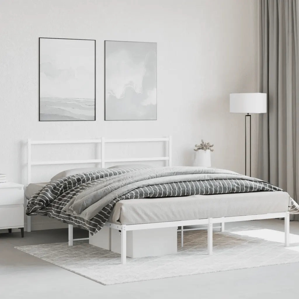 Giroletto con Testiera Metallo Bianco 160x200 cm 355417