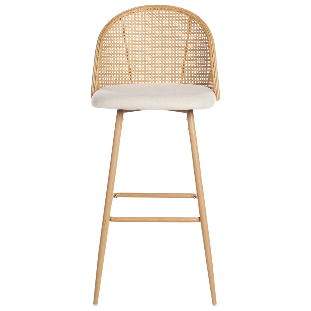 Set di 2 sgabelli da bar in metallo effetto legno con intreccio viennese stile retrò soggiorno