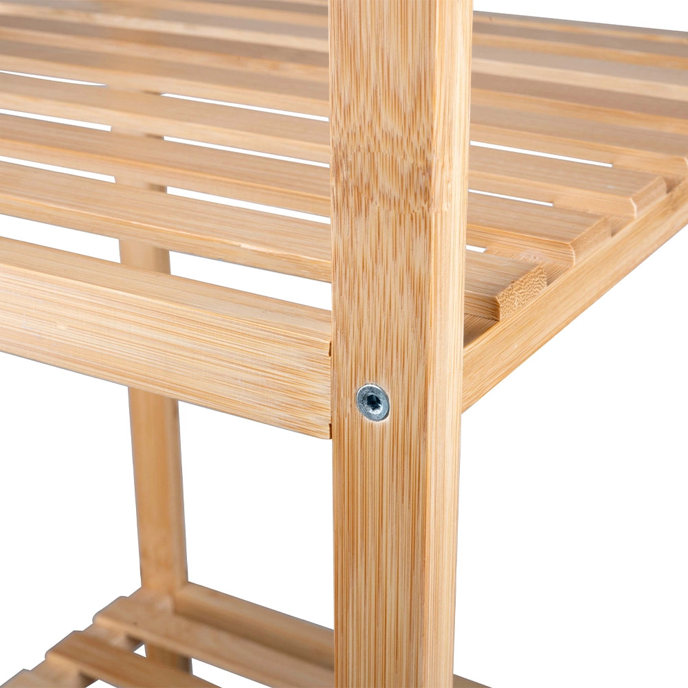 Scaffale a Colonna da Bagno 5 Ripiani Legno Bambù Armadio Organizer 32x33x141cm
