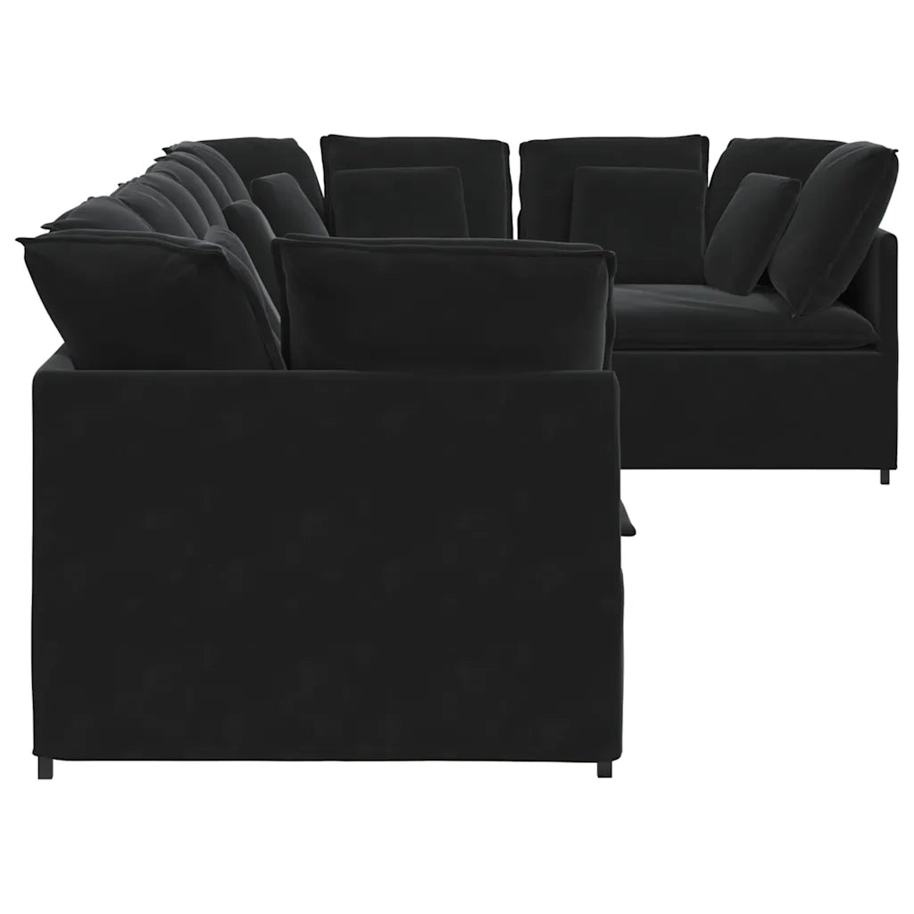 Divano Modulare con Cuscini in Velluto Nero 3321342