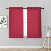 Coppia Tendine Tende 60 x 150 Cm Finestra Semi Oscuranti A Tinta Unita Leggera Cucina Camera Cameretta 2 Pannelli Bordeaux