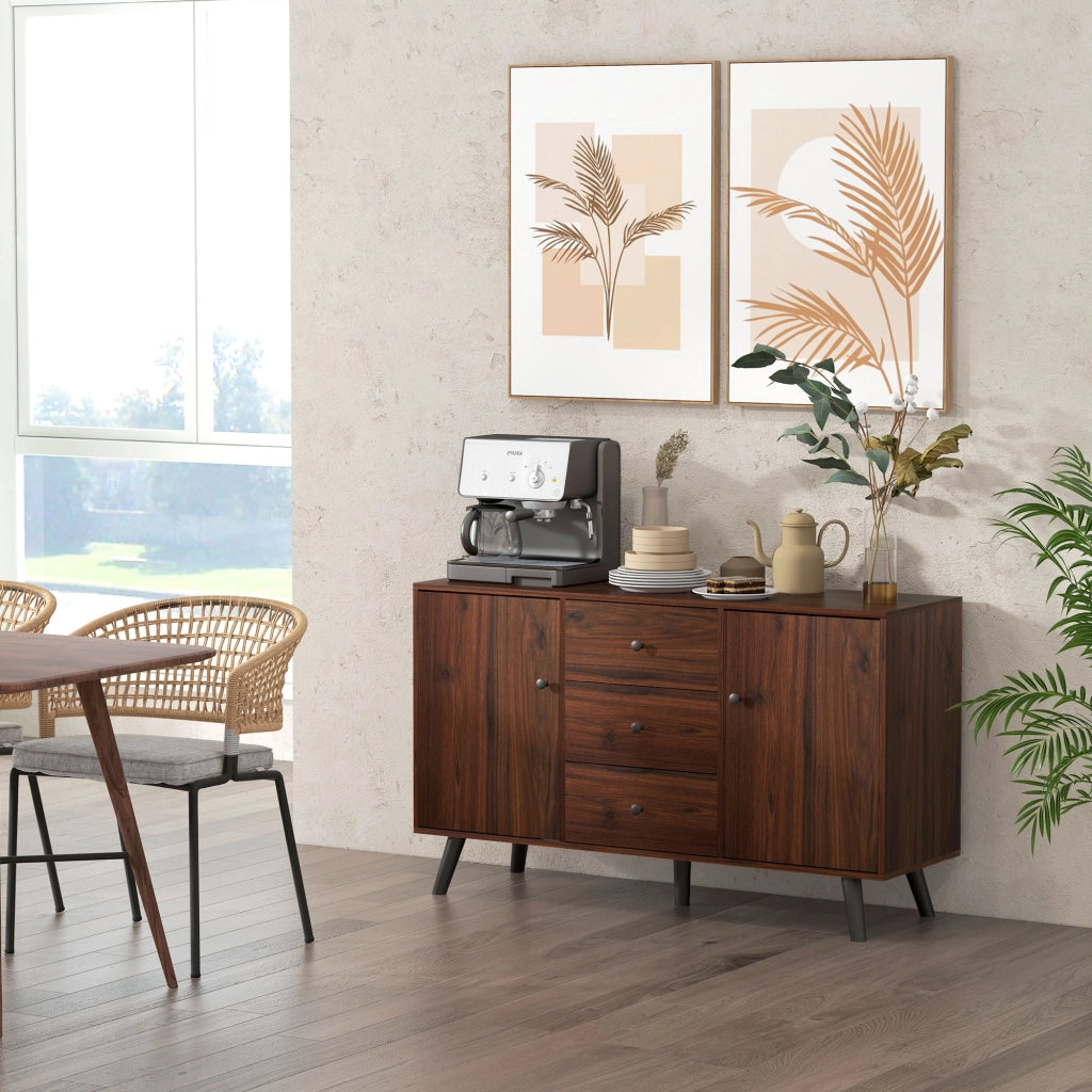 Cassettiera Moderna con Armadietti ¨C zephmum ¨C Legno e Truciolato, Marrone e Nero, 127x40x76 cm