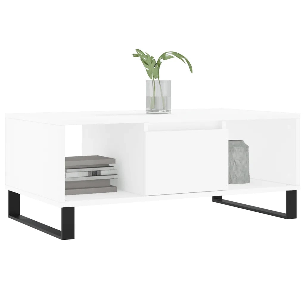 Tavolino da Salotto-Tavolino da soggiorno-Tavolo Bianco 90x50x36,5 cm in Legno Multistrato 556763