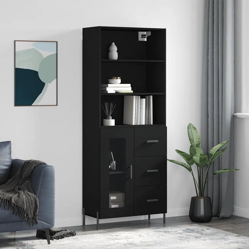 Credenza Nera 69,5x34x180 cm in Legno Multistrato 3189518