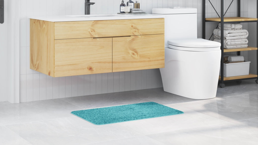 Tappetino da bagno rettangolare turchese 50x80 cm in polipropilene antiscivolo
