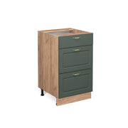 Mobiletto base per cucina Fame-Line Verde-oro rustico/Rovere dorato 50 cm senza piano di lavoro Vicco
