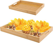 Piatto per il servizio di tè e caffè in legno di bambù per feste, dimensioni: 38 x 25 x 4 cm e 41 x 29 x 4 cm