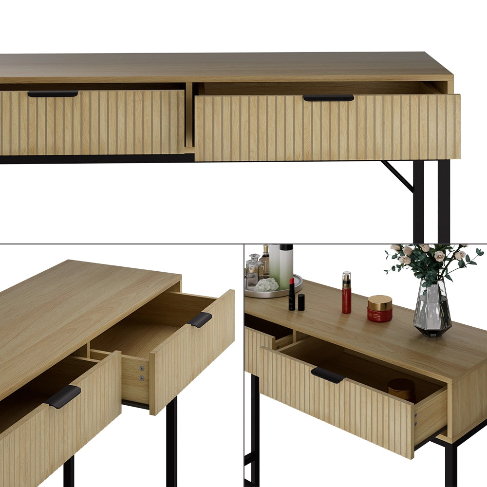 Vicco Tavolo da toilette Rovere 100 x 75 cm con 2 cassetti
