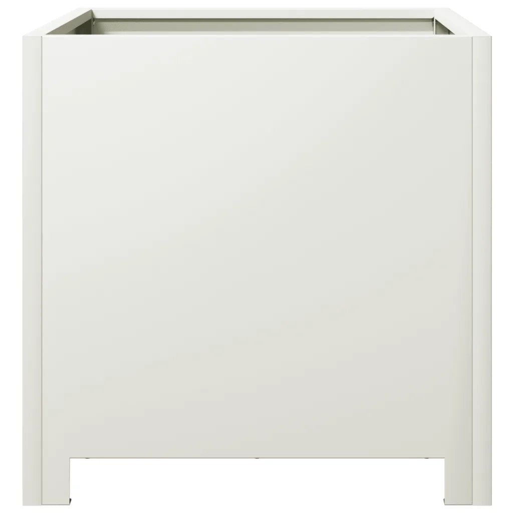 Fioriera da Giardino-Vaso da Esterno Bianca 40x40x40 cm in Acciaio 553446