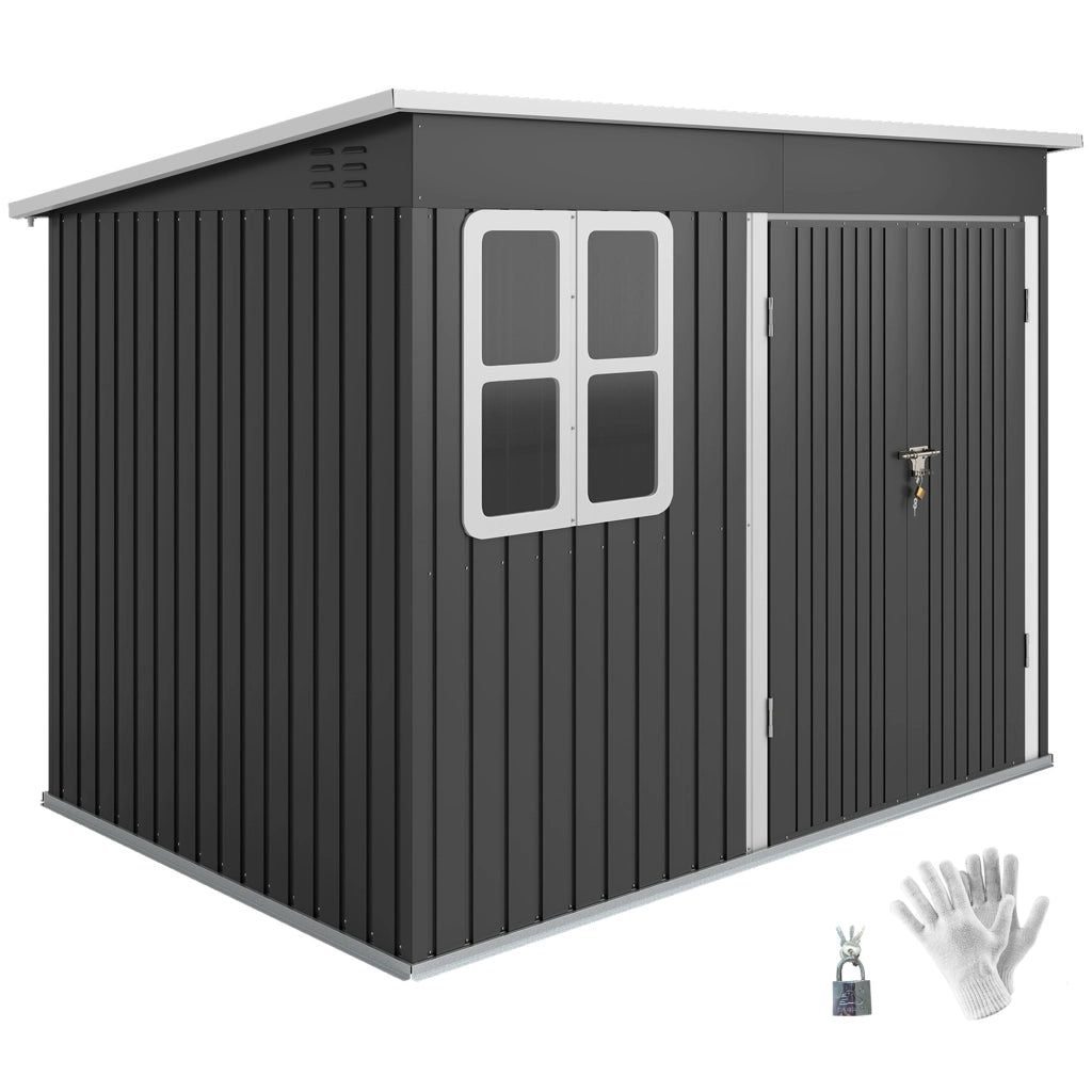 Capanno da giardino in metallo ¨C zephmum ¨C grigio scuro 260x177x190 cm