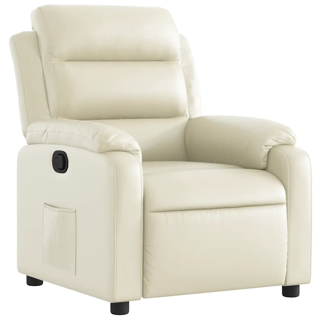 Divano Sedia-Poltrona Reclinabile Crema in Similpelle 613021