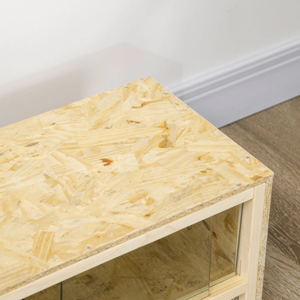 Terrario per Rettili 60x29,5x29,5 cm con Porte in Vetro Scorrevoli e Pannelli in Rete in Legno