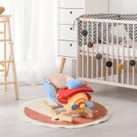 Cavallo a Dondolo a Forma di Aeroplano per Bambini di Età Superiore a 18 Mesi, Cacalluccio a Dondolo con Musica Incorporata in Legno Alamo, Max:60kg 60x33x45cm