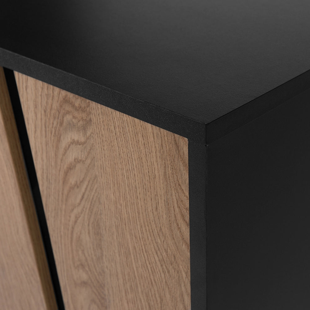 Madia credenza in legno chiaro 2 armadi 3 cassetti gambe in metallo minimalista