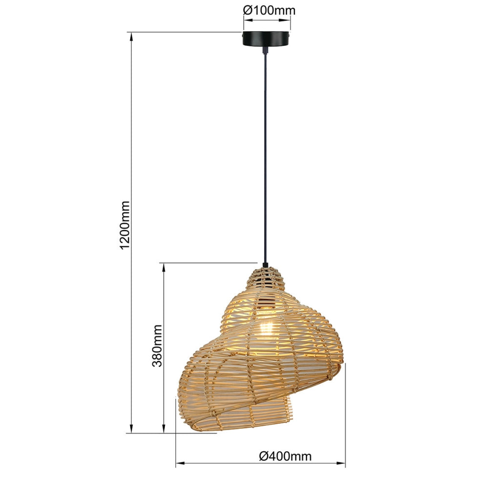 Lampada a sospensione Shella rattan Ø40 E27 Light Prestige