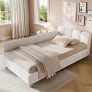 Letto imbottito per bambini con testiera ergonomica; bouclé beige