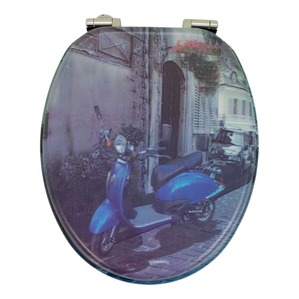 Sedile wc copri vater universale frizionato fantasia in mdf chiusura rallentata *** fantasia vespa, confezione 1