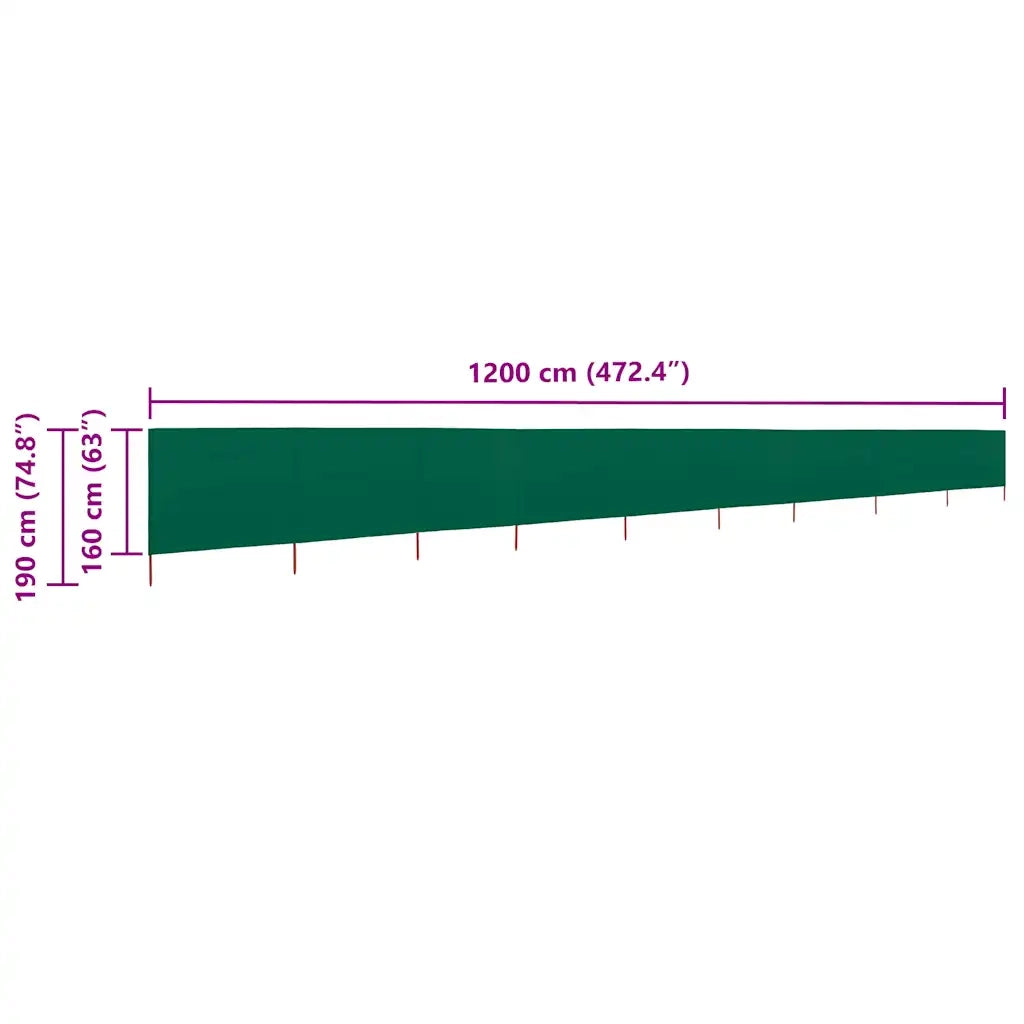 Paravento a 9 Pannelli in Tessuto 1200x160 cm Verde CFW8117495