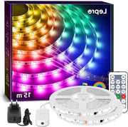 Striscia LED RGBIC da 15 m con 450 led, modalità musicale e telecomando - IP65 impermeabile all'acqua, regolabile, per feste, Natale e decorazioni