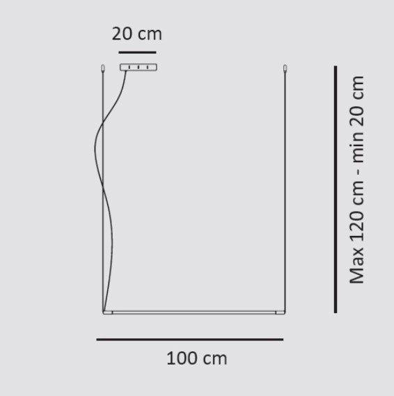 ELIA-SN Lampadario a sospensione a led 3000k 18w larghezza 100cm  nero opaco