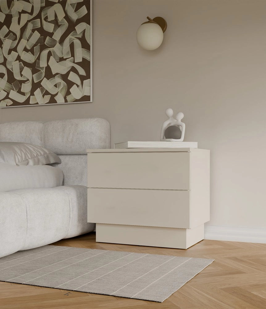 Comodino AMBER 2s tavolino nocny 2 cassetti per camera da letto cashmere beige