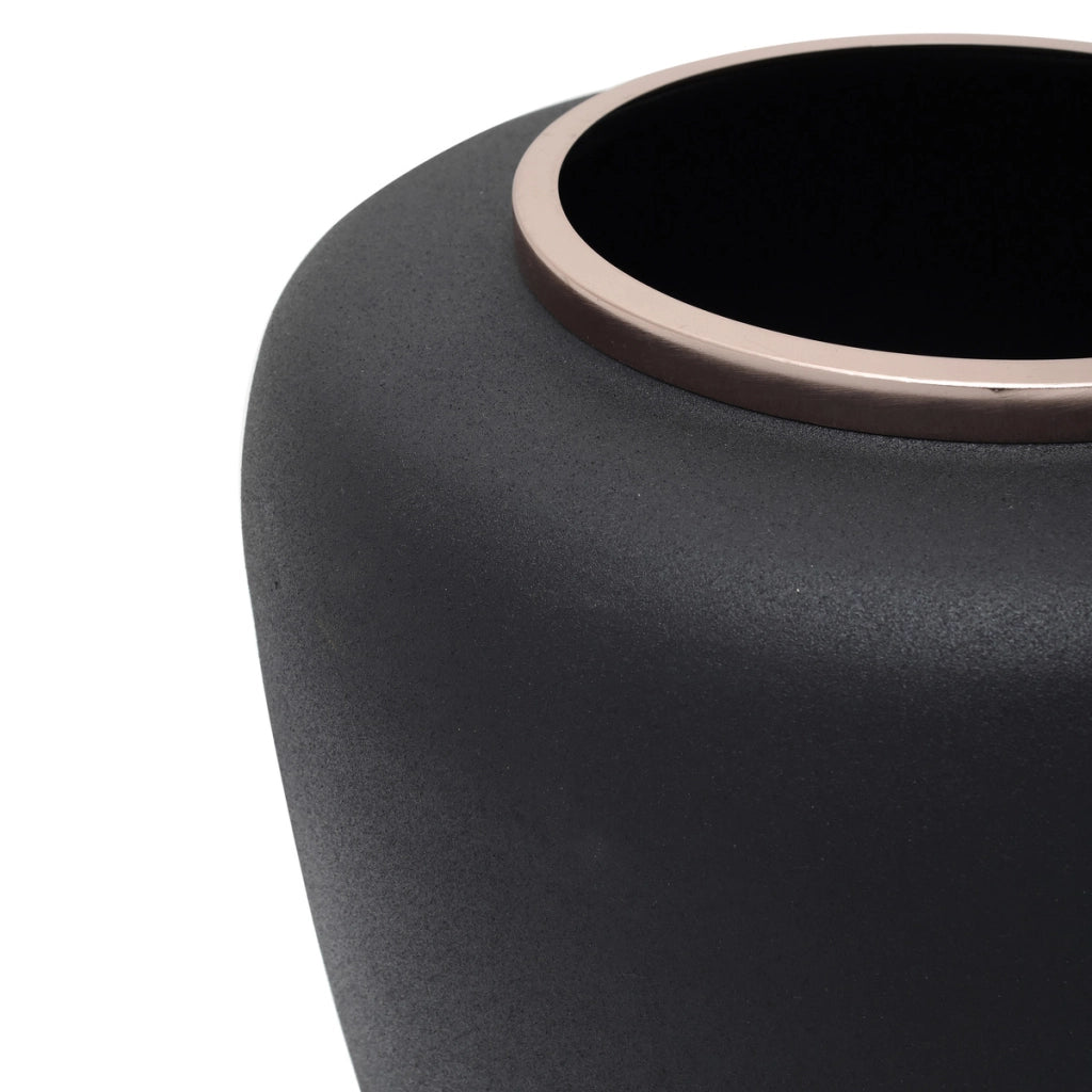 Vaso Art Deco 2025 in ferro nero opaco e oro rosa
