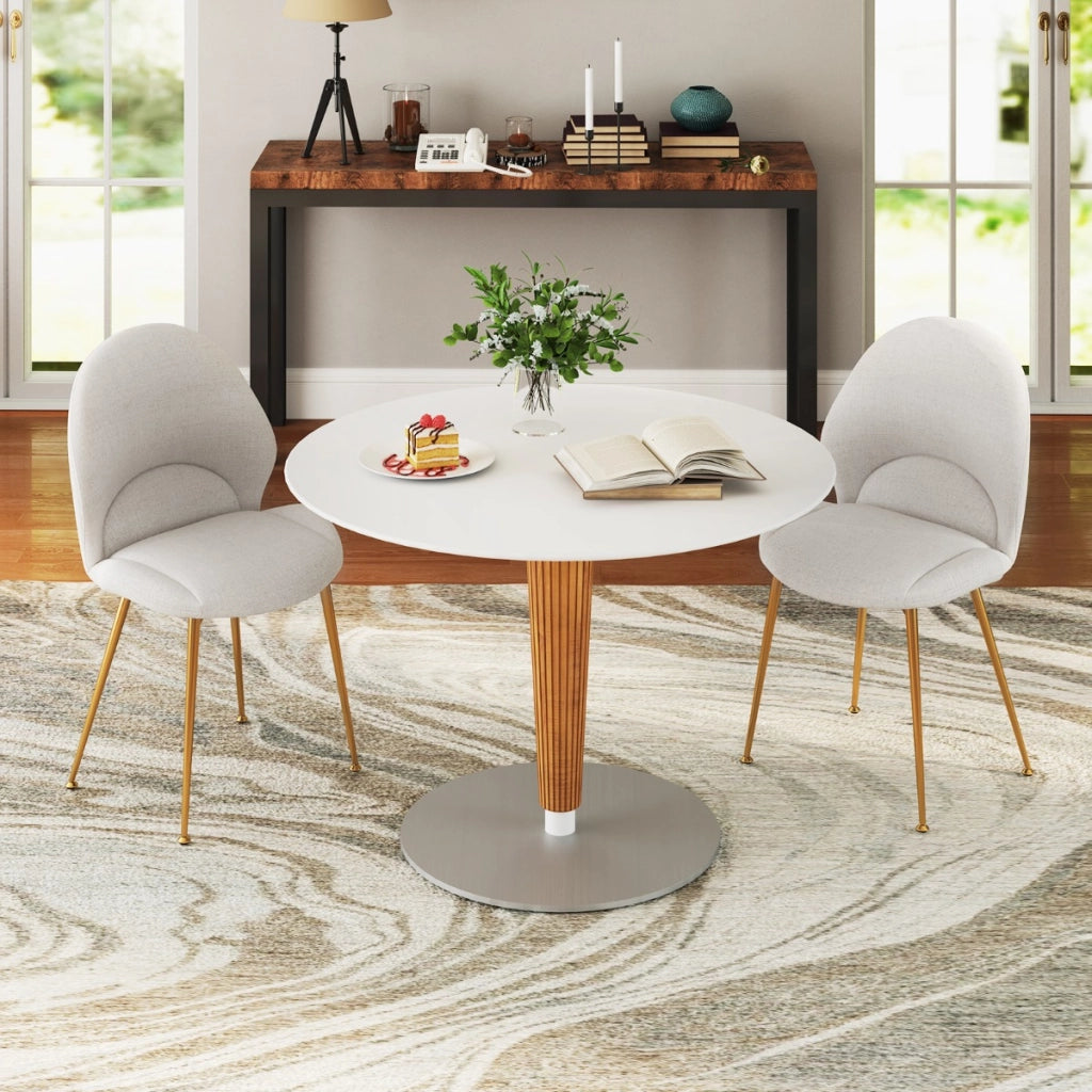 Set di 2 sedie da pranzo con schienale curvo imbottite, Sedie moderne senza braccioli con piedini regolabili Grigio-Sedie da pranzo