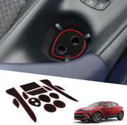 Accessori di protezione per Toyota C-HR ZYX10/NGX 50 Serie 2016-2023, antislipmattone per console centrale, supporto guida in gomma, contenitore per bicchieri, antislipmattone per porta, gomma per porta rossa