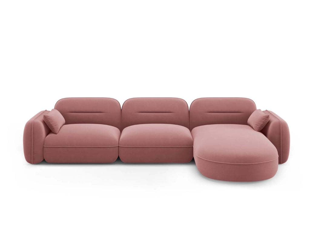 Cosmopolitan Design - Divano angolare modulare destro "Sydney" 4 posti in velluto salmone 