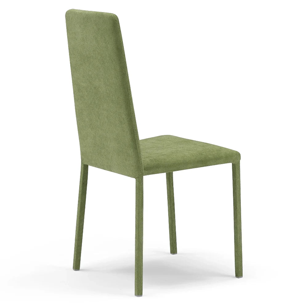 Set 4 sedie imbottite 100% MADE IN ITALY BETTY PLUS per sala da pranzo, cucina, soggiorno, design moderno, struttura robusta in metallo rivestita, schienale e seduta rivestiti in velluto colore Verde Lime
