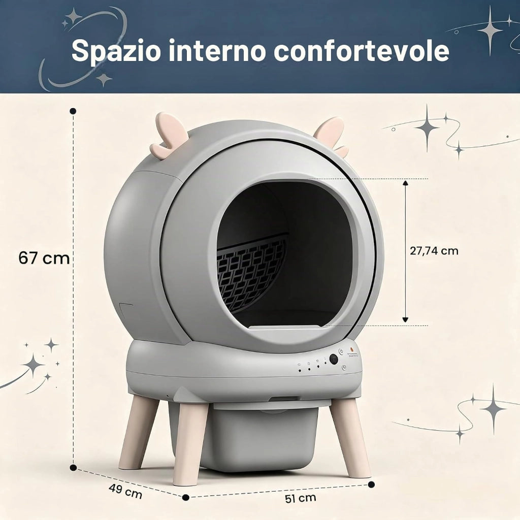 Lettiera Gatto Autopulente Con APP; Lettiera Automatica Per Gatti; Capacità Massima 73 L; Lettiera Con Triplo Sensore Di Sicurezza; Ampio Spazio;Adatta a Famiglie Con Più Gatti