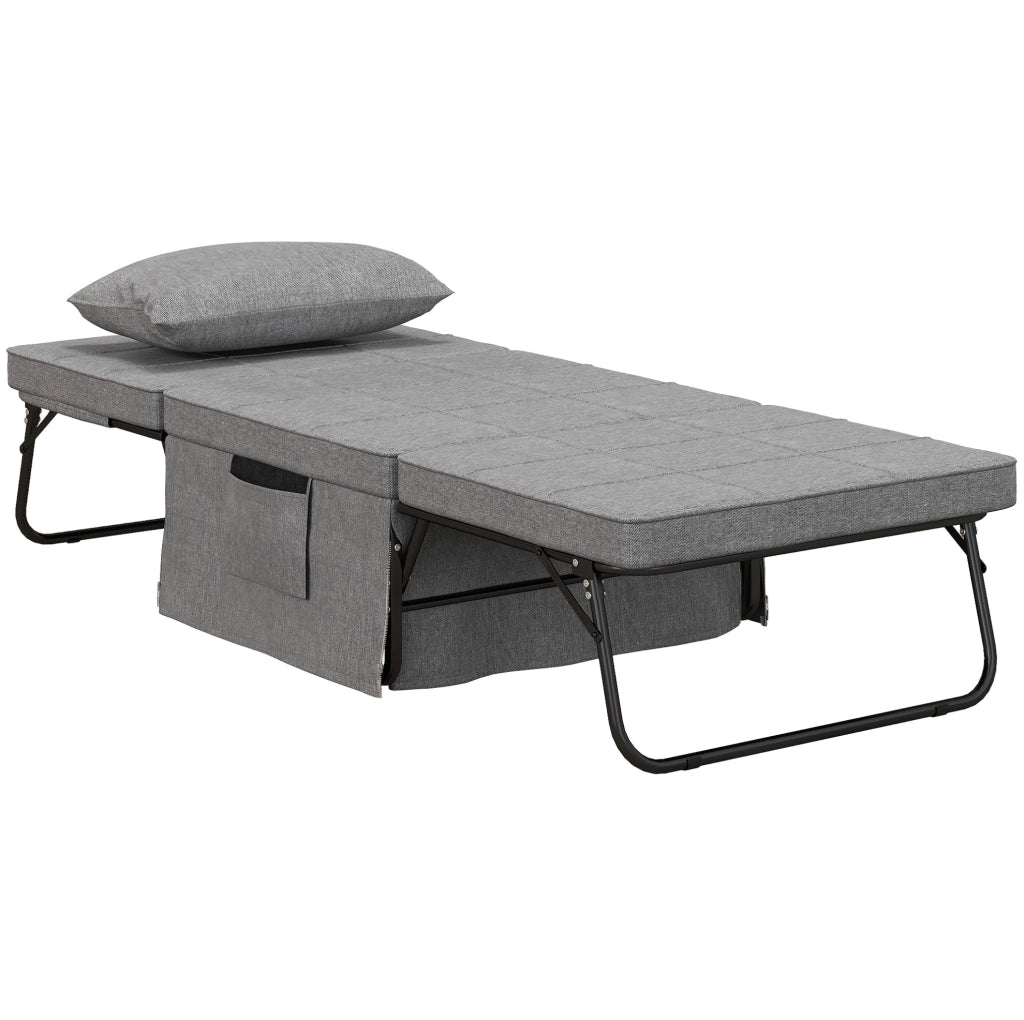 Letto pieghevole 4 in 1 grigio con schienale regolabile