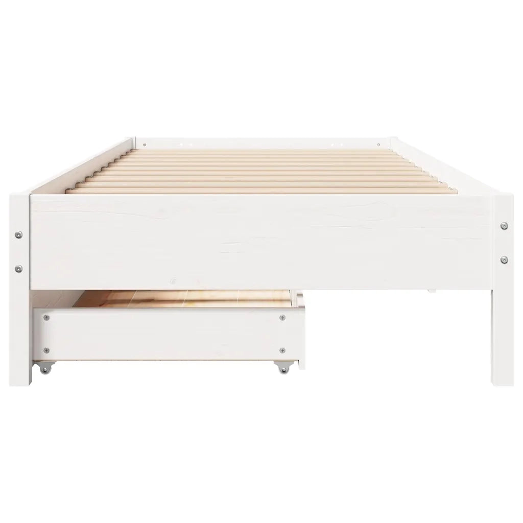 Giroletto senza Materasso Bianco 100x200 cm Legno Massello Pino 3301717