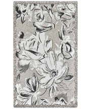 Tappeto moderno floreale ASTER ARGENTO in ciniglia multiuso lavabile antiscivolo cm.140x200