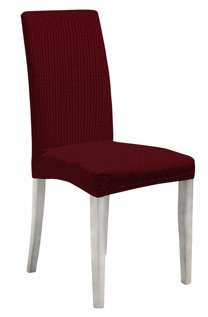 Set 2 Coprisedie con Schienale Elasticizzati in Poliestere Leslie Bordeaux