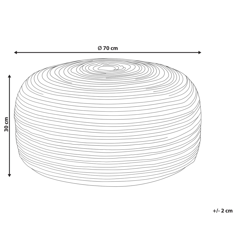 Pouf rotondo in iuta beige con imbottitura in perline di EPS, 70 x 70 cm, stile boho