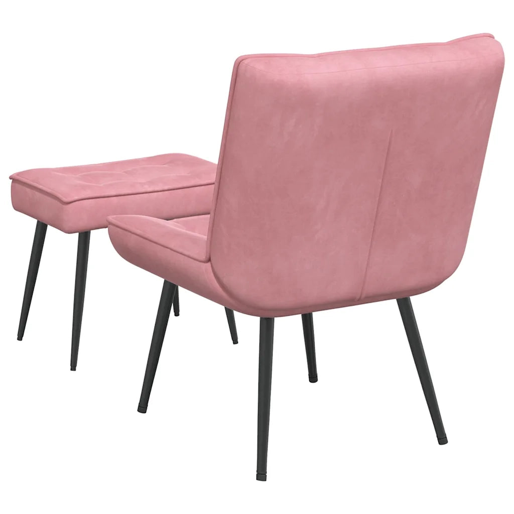 Divano Sedia-Poltrona Relax con Poggiapiedi Rosa in Velluto 648749