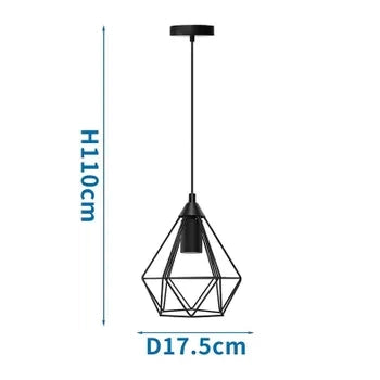 LAMPADARIO A SOFFITTO SOSPENSIONE PLAFONIERA E27 FERRO VINTAGE MODERNO NERO