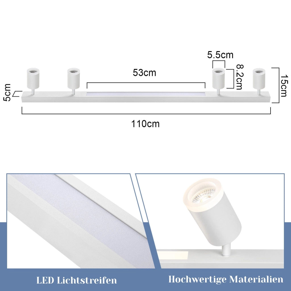 ZMH Faretto da soffitto LED bianchi 4 lampadine 38W dimmerabili telecomando 3000-6500K orientabili 350°