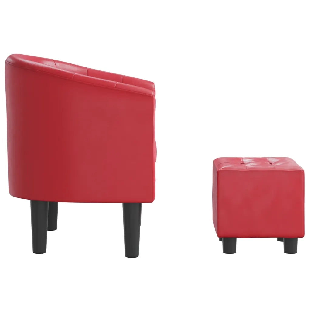Poltrona a Pozzetto con Poggiapiedi Rossa in Similpelle 356468