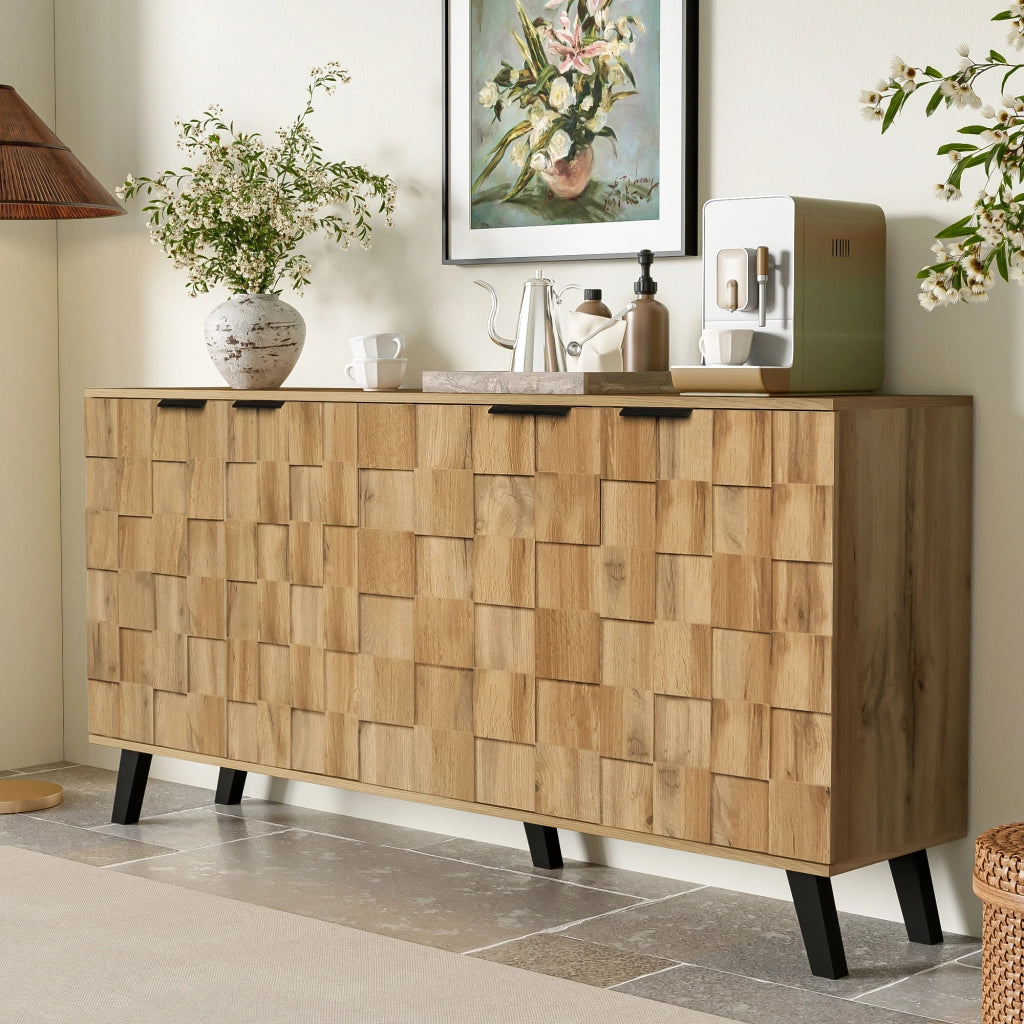 Credenza con 4 ante e ripiani regolabili per soggiorno; camera da letto e sala da pranzo; legno; 160;5 × 35;5 × 78 cm