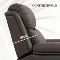 Poltrona Alzapersona Reclinabile con Poggiapiedi e Telecomando, in Pelle PU, 76x90x105 cm, Marrone