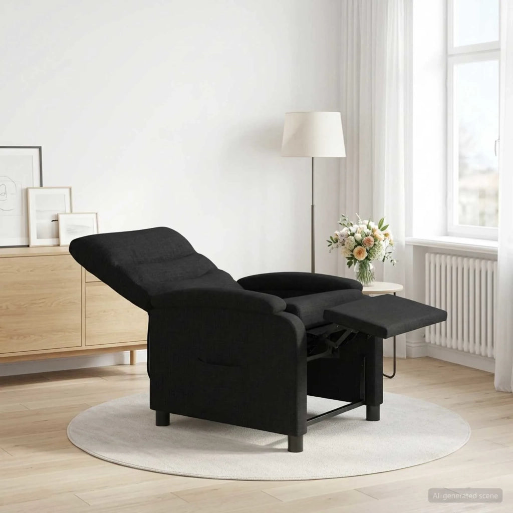 Divano Sedia-Poltrona reclinabile Nero Tessuto 883980