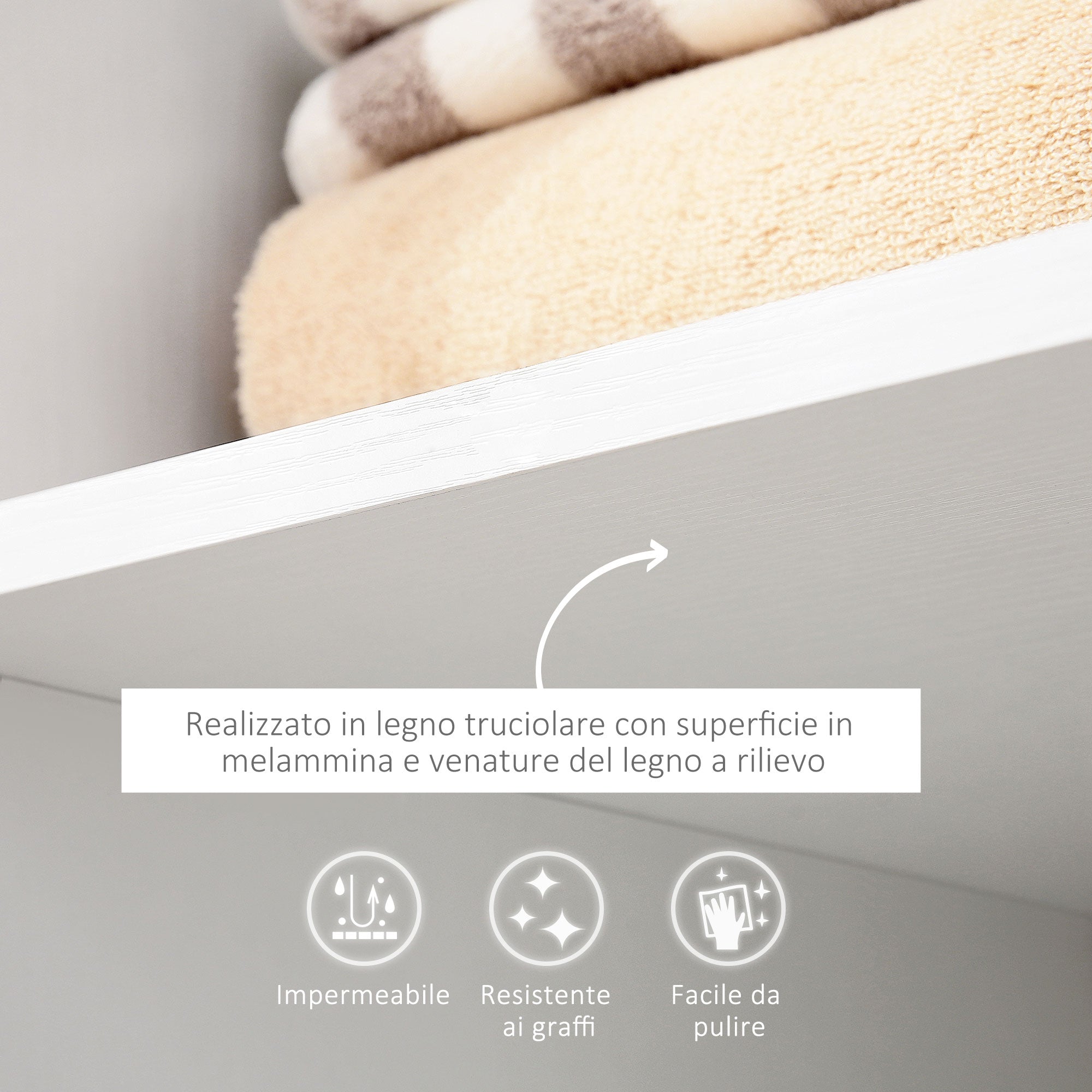 Armadio Guardaroba con Ruote in Legno 80x40x128 cm Bianco