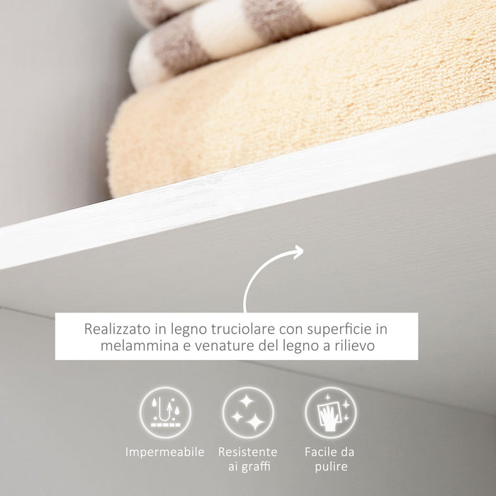 Armadio Guardaroba con Ruote in Legno 80x40x128 cm Bianco